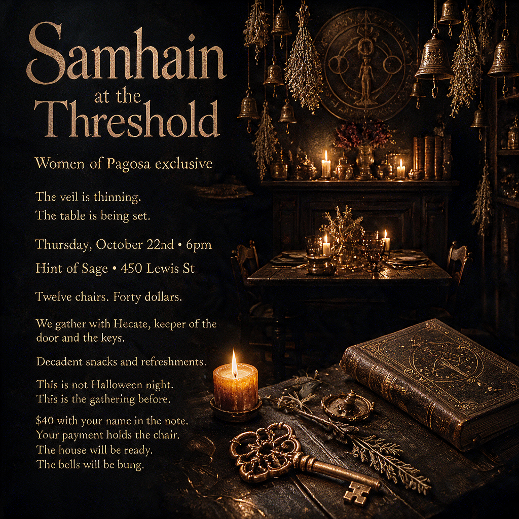 Samhein at the Threshold. Gather, honor and share the thinning of the veil. $40